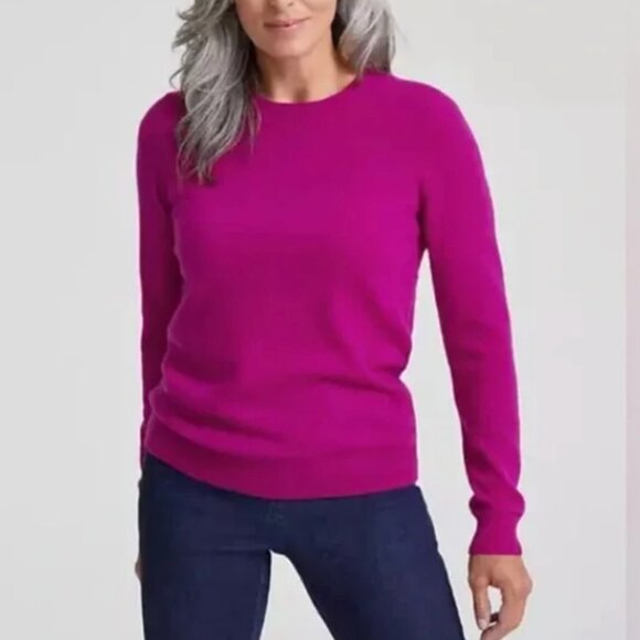 Macys Charter Club 100% Cashmere Crewneck Sweater in Fuchsia Flirt - Picture 1 of 10